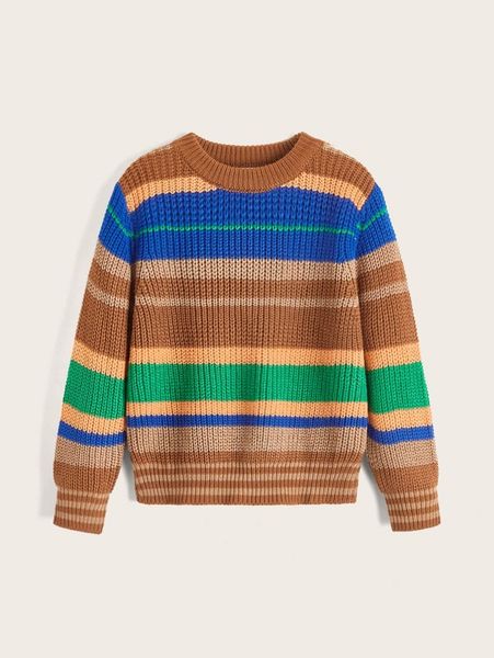 

toddler boys striped pattern colorblock sweater she01, Blue
