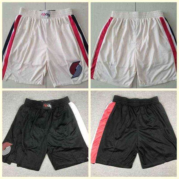 Shorts de basquete Portland's Trail's Blazers's Salute bordado feito de moda fina de tecido