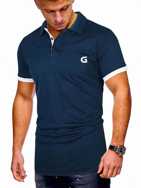 

men letter graphic contrast trim polo shirt l8rx#, White;black
