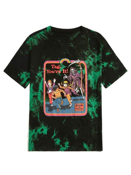 

romwe x stevenrhodes guys tie dye figure graphic tee 08fx#, White;black