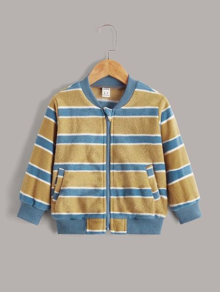 

toddler boys striped print zip up jacket she, Blue;gray