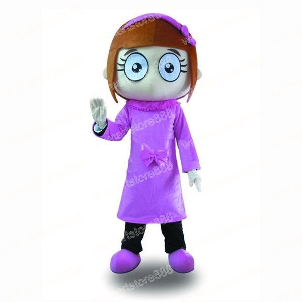 Trajes de mascote de vestido roxo de halloween mascote de primeira qualidade natalestas vestido de festa de desenho animado carnaval unissex adultos roupas