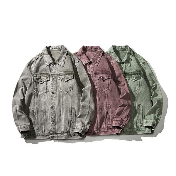 

men's jackets fall 2022 men's loose denim jacket fashion lapel cotton single-breasted multi-color optional, Black;brown