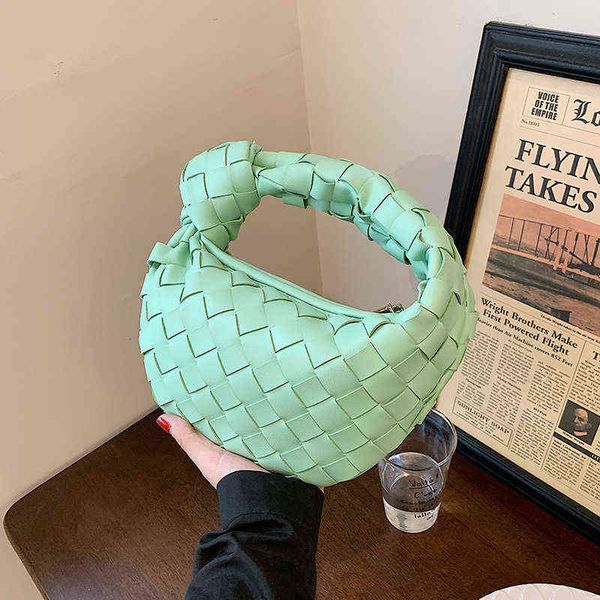 

bag women's fashion woven hand-held bag lovely solid makaron small versatile hand