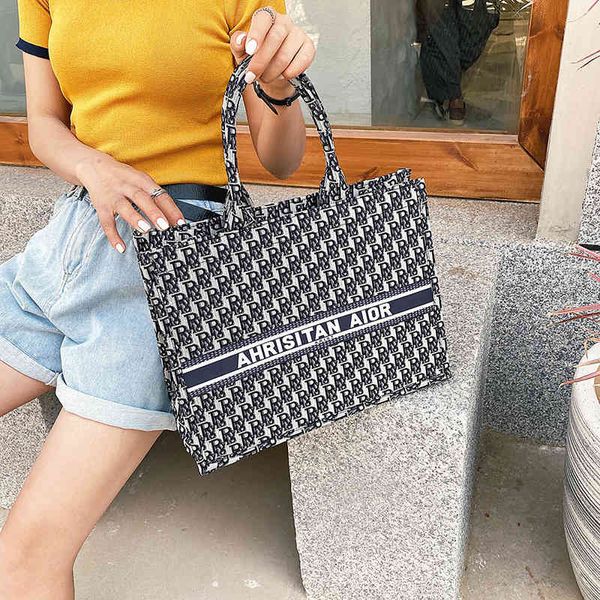 

2022 factory wholesale new letter tote bag summer handbag women's fashion shopping travel large capacity canvas bag