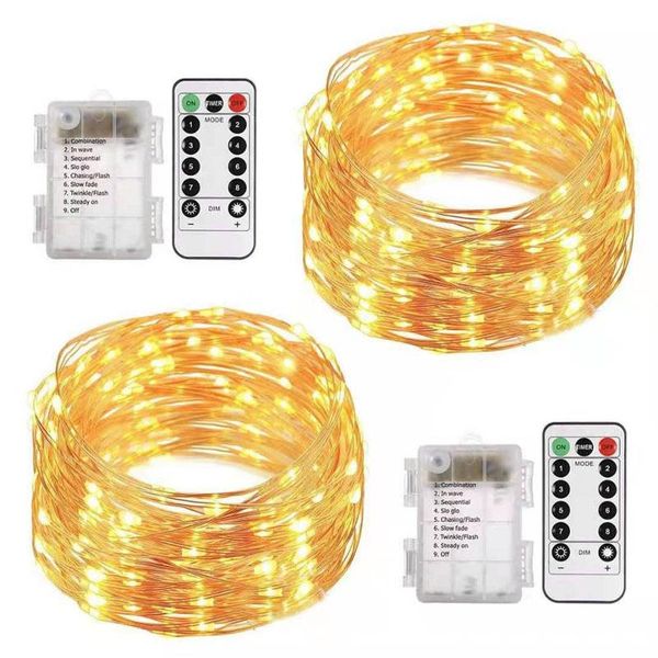 Strings 5/10m LED String Light Remote Control Fairy Lights Battery Power Christmas ao ar livre Garland festa Festo de férias Stringsle