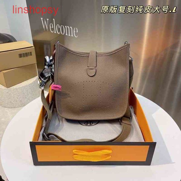 

designer herme bags 2022 new h family evelyn mini messenger bag togo leather litchi pattern bucket w