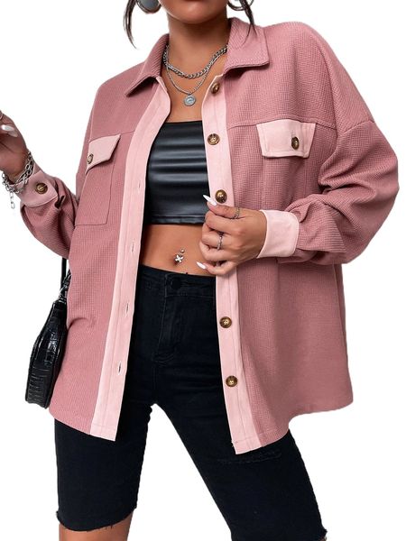 

drop shoulder contrast trim flap detail coat a1m0#, Black