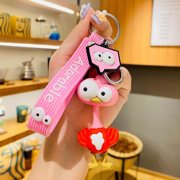 

funny ugly cute eye-popping keychain doll pendant cute cartoon car bag chain creative small gift, Silver