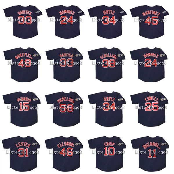 Na85 2004 2007 Retro 20 Maglia Kevin Youkilis 24 Manny Ramirez 19 Josh Beckett 11 Clay Buchholz 10 Coco Crisp 46 Jacoby Ellsbury 31 Jon Lester 25