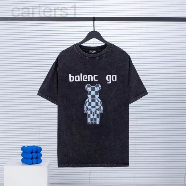 

men's t-shirts designer paris 22 summer new men's loose casual short sleeve used bear print letter pure cotton round neck drop sho, White;black