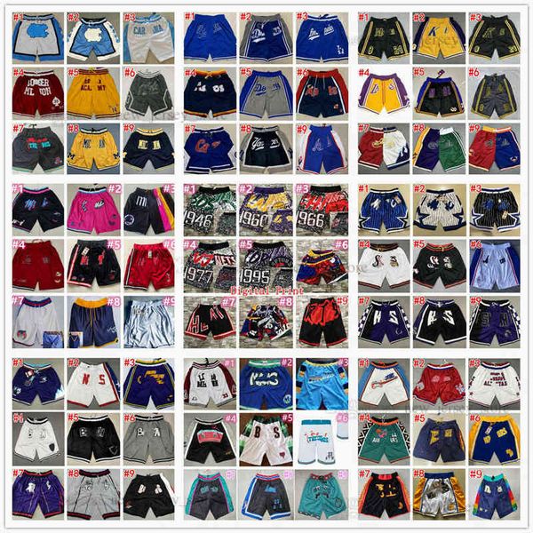 

just don team basketball pocket shorts hip pop pant with pockets zipper sweatpants blue white black red green stitched baseball short