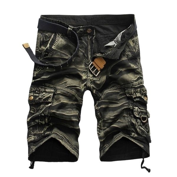 

summer cargo shorts men cool camouflage cotton casual s short pants brand clothing comfortable camo no belt 220614, White;black