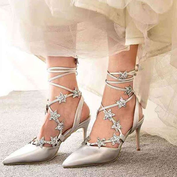 

sandals women's gladiator sandals pointed wedding shoes high heels flash star decoration summer, Black
