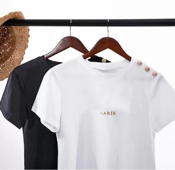 

designer t-shirt bronzing printing letter womens t shirt short sleeve women girl female summer tees fashion clothing, White