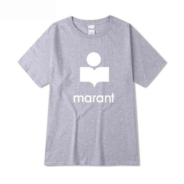 

2022 summer new men's and women's marant letter brushed print personalized casual short sleeve t-shirt with cap, White;black
