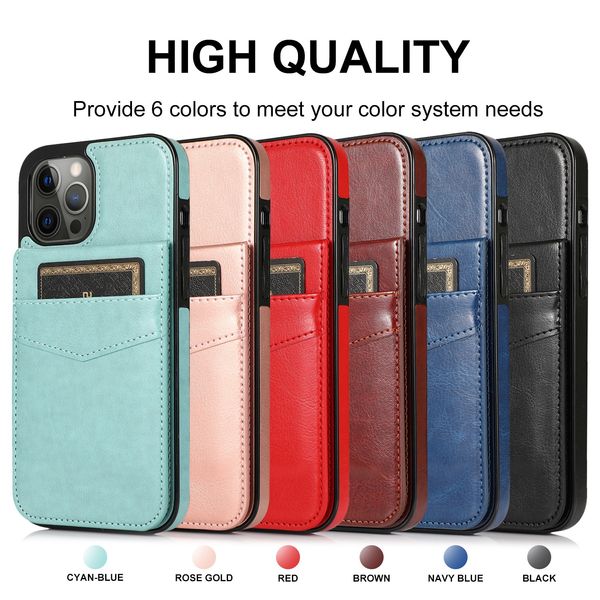 Kreditkartensteckplatz-Lederhüllen für Samsung Galaxy Note 20, S21, S20, A51 A71 5G PU-Flip-Cover-Brieftasche für iPhone 13 12 11 PRO MAX Xsamx XR XS mit OPP-Paket