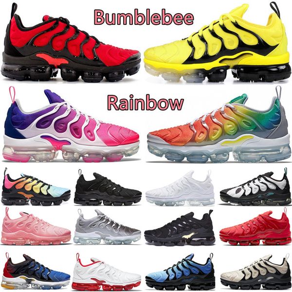 

designer tn plus mens running shoes sneakers triple black white knicks vibes wolf grey purple gradient hyper blue swingman yolk bumblebee tr