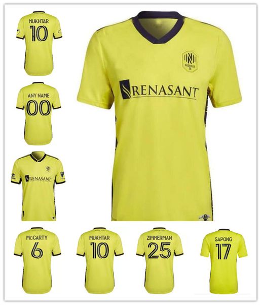 

2022 2023 men nashville sc soccer jerseys 22 23 mls nashville hany mukhtar zimmerman home away football shirt enfants leal mccarty uniform, Black;yellow