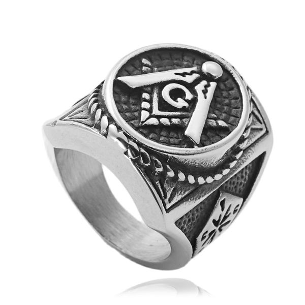 

stainless steel masons masonic rings retro silver six-pointed star asonry fraternal association for men jewelry, Golden;silver
