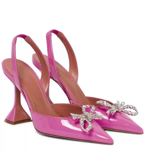 

summer luxury rosie sling sandals ladies high heels bow crystal encrusted stiletto pointed toe bridal wedding party gladiator eu35-40, Black