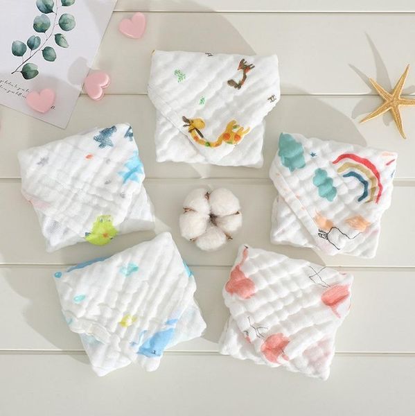 Handtuch 5 teile/los Baby Taschentuch Quadrat Obst Muster 28x28 cm Musselin Baumwolle Infant Gesicht Wischen Tuch Zeug für Borns