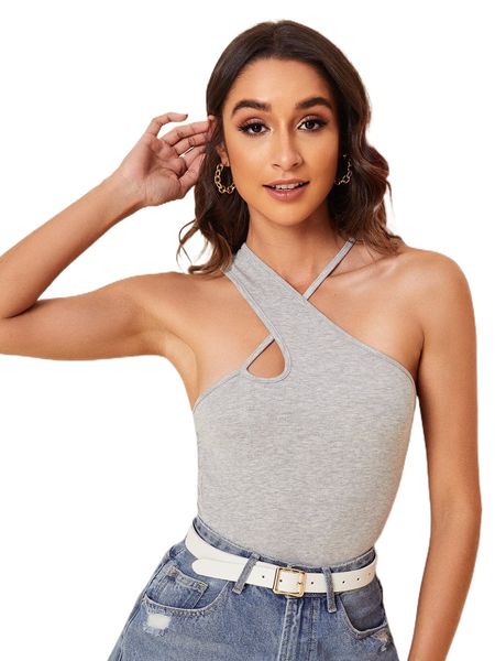 

club wrap cross cut-out rib-knit p7fg#, White