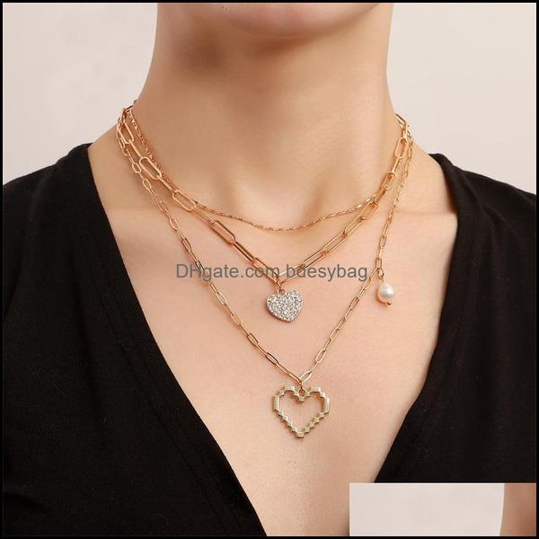 

pendant necklaces pendants jewelry simple pixel style hollow heart-shaped necklace trendy hip-hop mti- dhqok, Silver