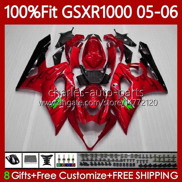 OEM Bodywork per Suzuki GSXR-1000 GSXR 1000 cc GSXR1000 2005 2006 Body 122No.167 K5 1000CC 2005-2006 GSX R1000 Perla Red GSX-R1000 05 06 Kit di carenatura Stampo iniezione