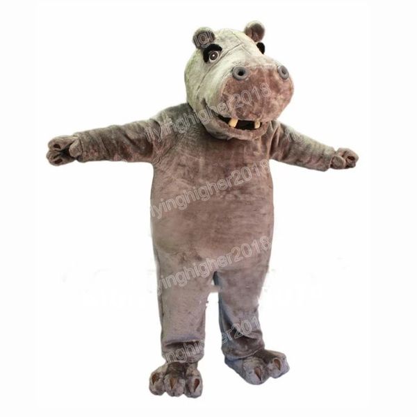 Hallowee Brown Hippo Costume mascotte Simulazione Formato adulto Cartone animato Personaggio a tema Anime Abito unisex di carnevale Abito da festa di fantasia natalizio