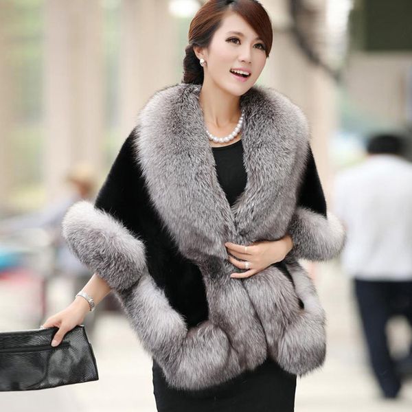 Fox Fur Rabbit Cape Pabe выглядит 2022 Новые тонкие норки мех женщины осень и зима, как шаль