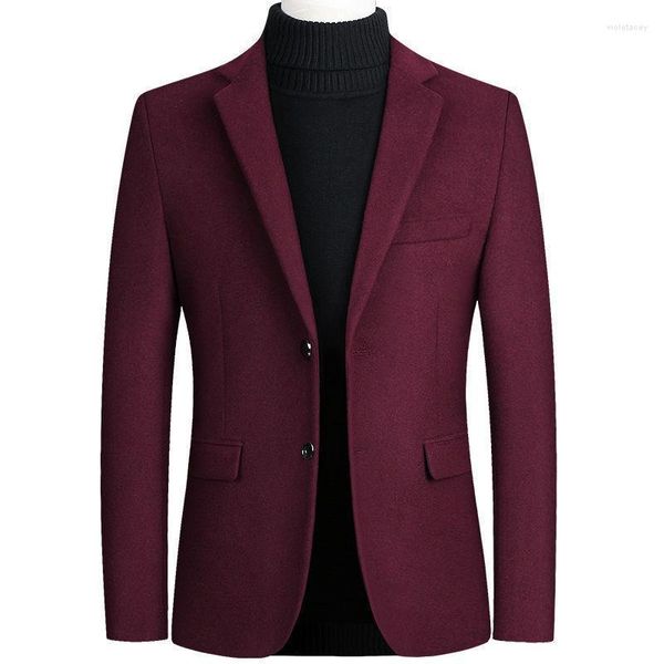 Lã de lã masculina mistura masculino jaqueta mola smart casual casual sólido dois botões moda masculino e jaquetas masculino One peça blazer terno de topo violento violento