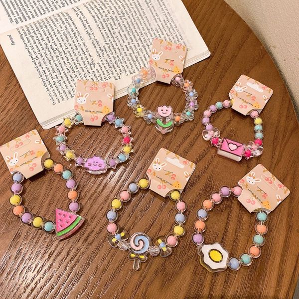 

cartoon kids beaded strands bracelet bracelet princess jelly beadeds cute girls baby bracelets student ornament, Black