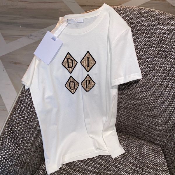 

women's t-shirt designer 2022 summer new casual and versatile simple old flower pattern letter french minority short sleeve t-shirt bnc, White