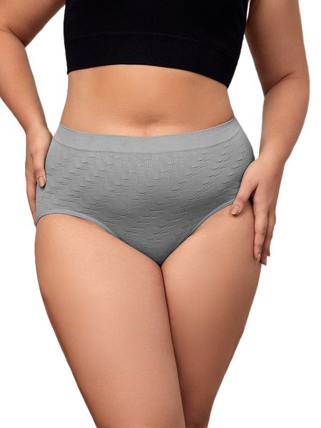 

plus plain textured panty 56a0#, Black;white