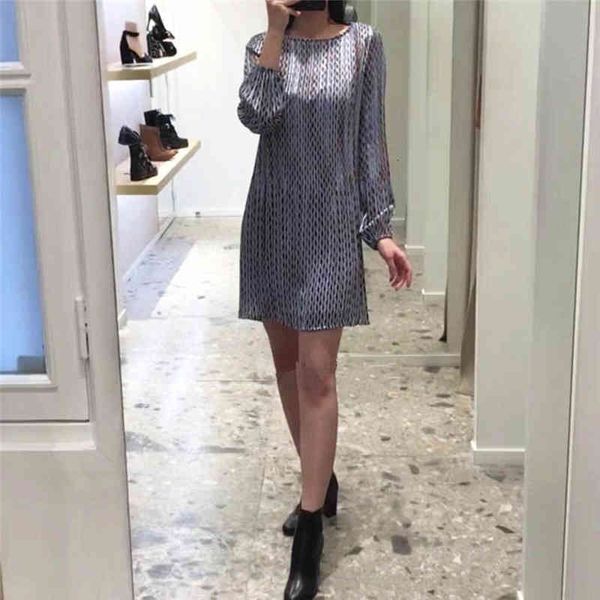 

spring print summer stripe long sleeve ladies dress, Black;gray