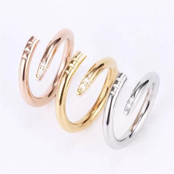 

titanium steel nails screwdriver love ring men and women gold engagement jewelry for lovers couple rings gift size 5-11 with box273h, Silver