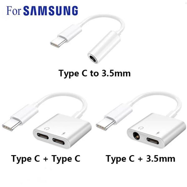 2 in 1 Çift Tip-C DAC Jack Kulaklık Adaptörü Samsung S21 Ultra S20 için Not 20 Artı Huawei Xiaomi USB-C Tipi C için 3.5mm AUX Ses Kulaklıklar Splitter Şarj Dönüştürücü