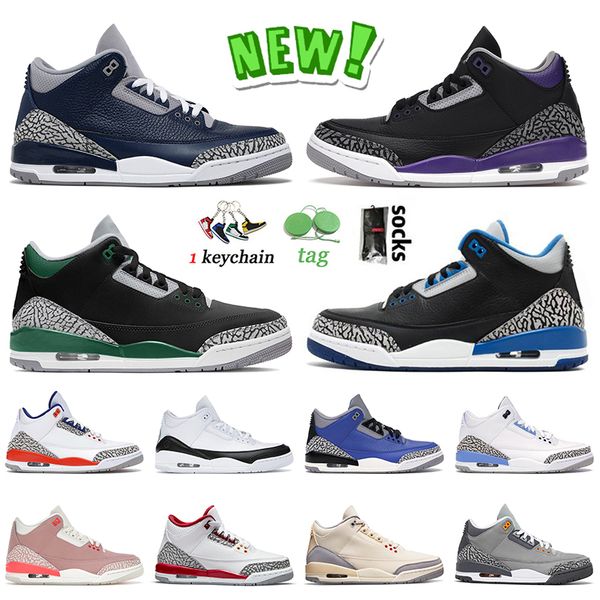 

authentic 2022 jumpman 3 iii basketball shoes 3s og sneakers mens women midnight navy court purple pine green sports blue fragment unc musli