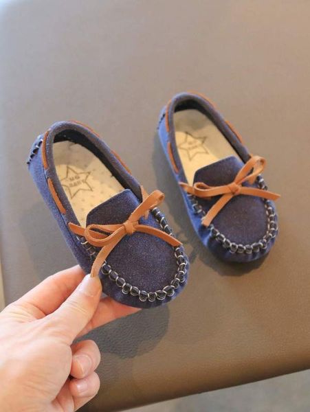 

boys bow decor stitch detail flat loafers she02, Black;grey