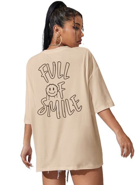 

expression & slogan graphic drop shoulder tee o3gw#, White