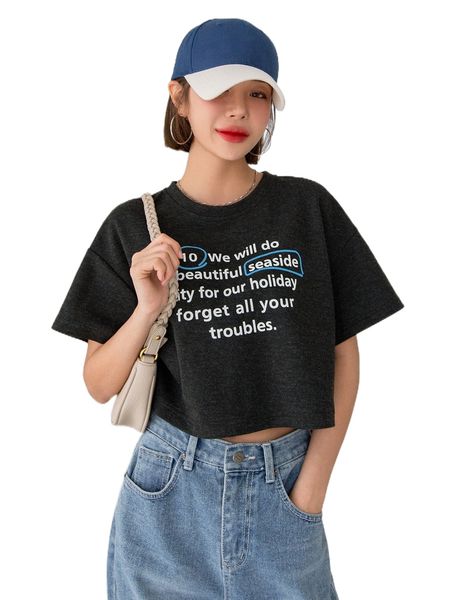 

dazy slogan print drop shoulder tee h1lo#, White