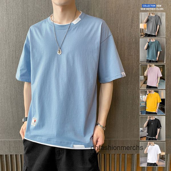 

summer men's t-shirts imitation pure short sleeve t-shirt basic style with bottomed round neck trend casual versatile mens shirts, White;black