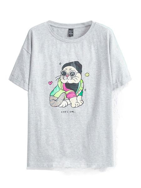 

x art by krista nicole cat & letter graphic tee n9co#, White