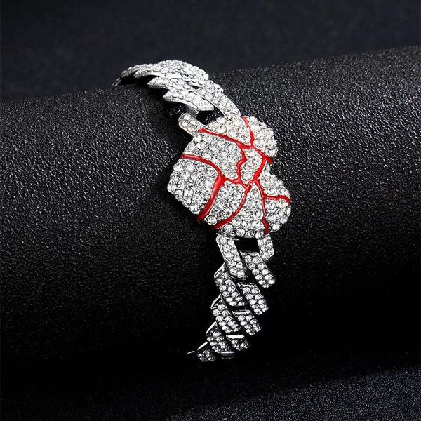 

link chain kunjoe hip hop luxury iced out rhinestone cuban for women men heart pendant bling bangles wedding hand jewelrylink linklink, Black