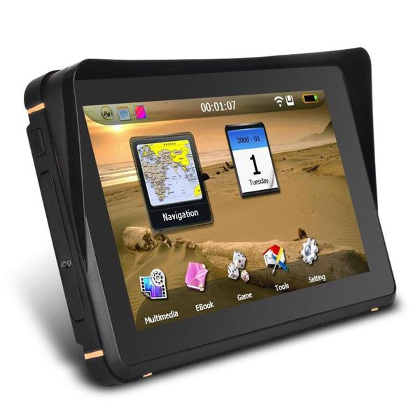 

new 7 inch motorcycle gps navigator waterproof capactive screen navigation mtk 256m 8gb sun shade visor eu us au