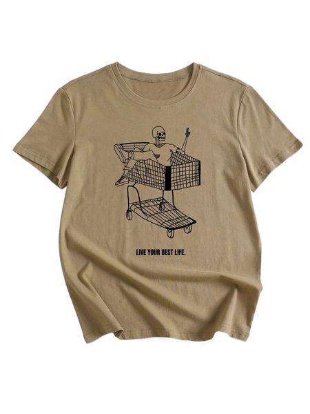 

romwe x pomoi slogan skull graphic tee l3oe#, White