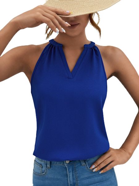 

solid notched neck halter h7f9#, White