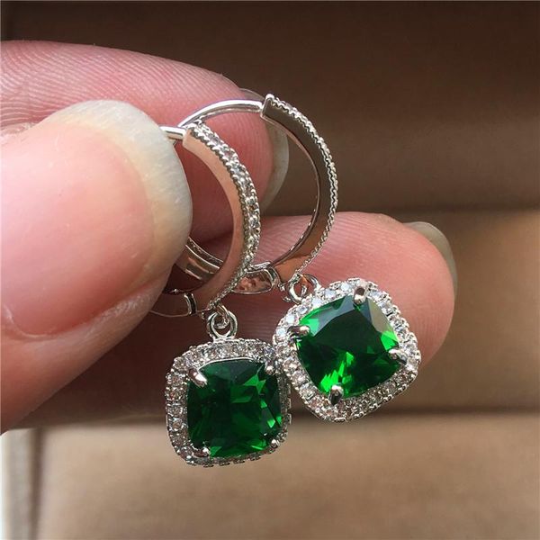 

dangle & chandelier luxury female small drop earrings with zircon vintage silver color wedding for women black blue green stone