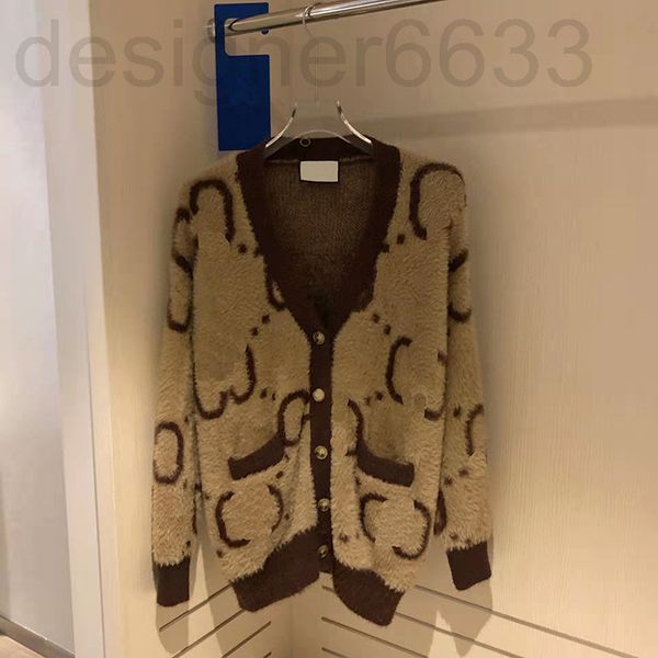 

women's knits & tees designer g + 21 autumn and winter style small fragrance elegant letter old flower full printed mohair knitted card, White